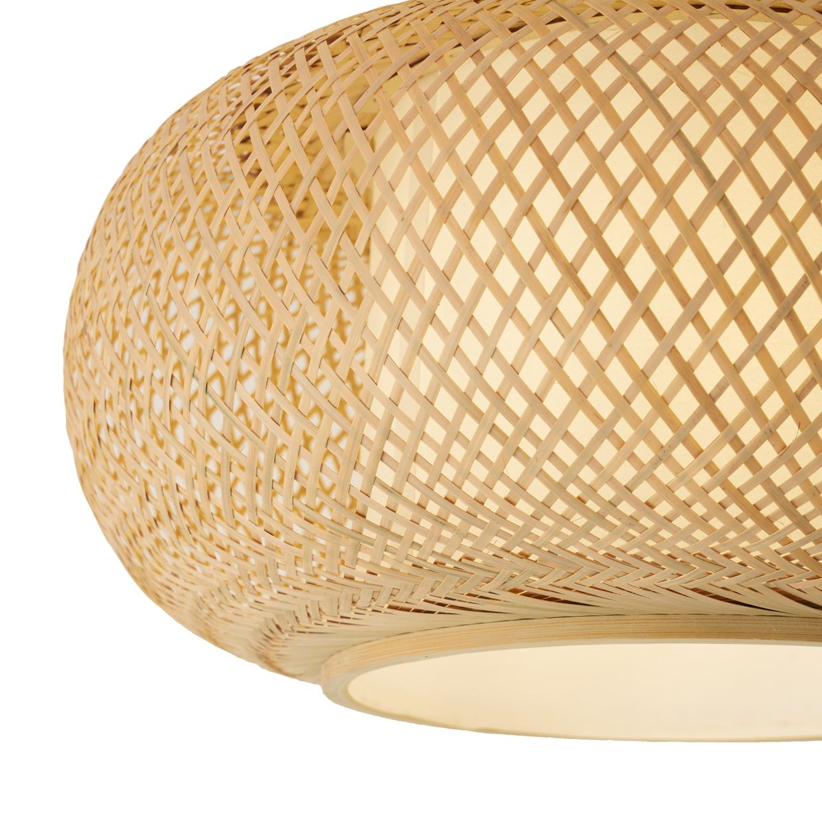 Japandi plafondlamp bamboe met witte binnenkant - Liva