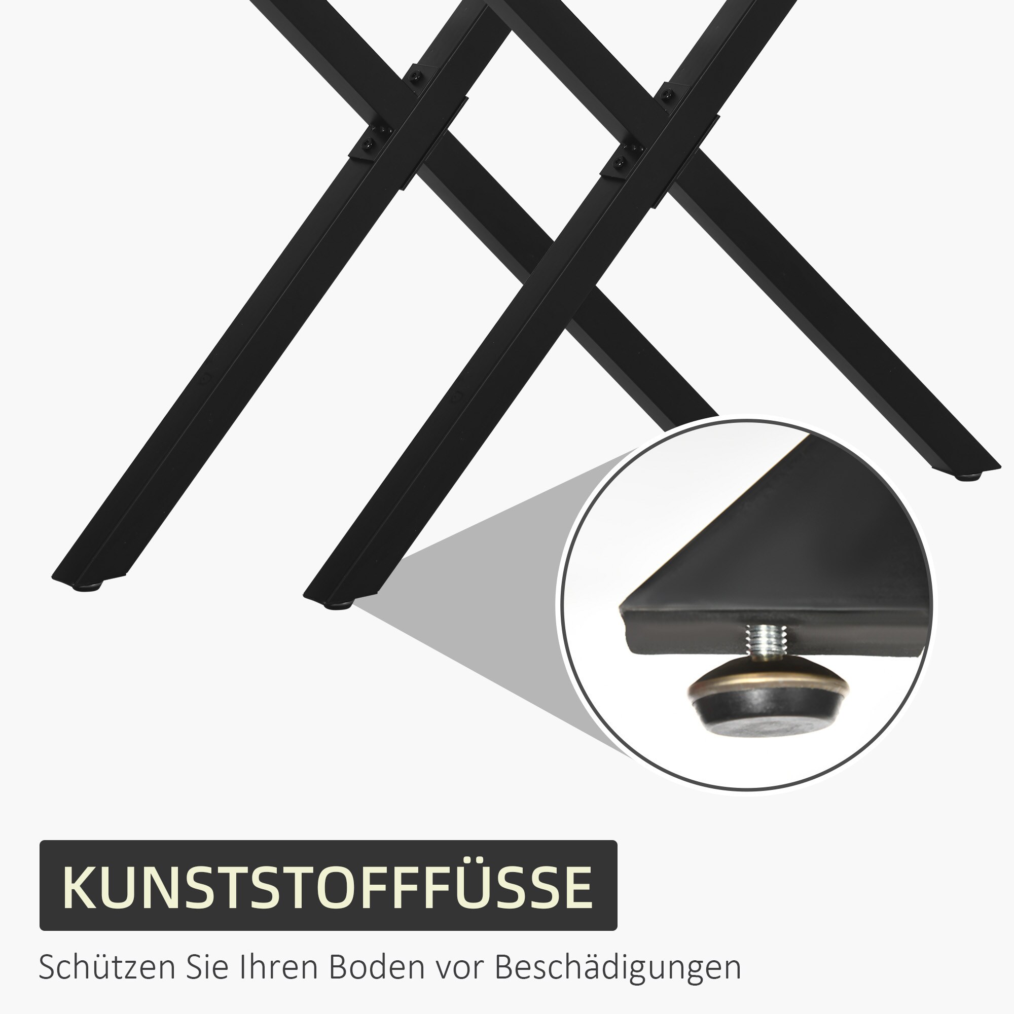 HOMCOM Tischbeine mit X-Form schwarz 80B x 4T x 72H cm
