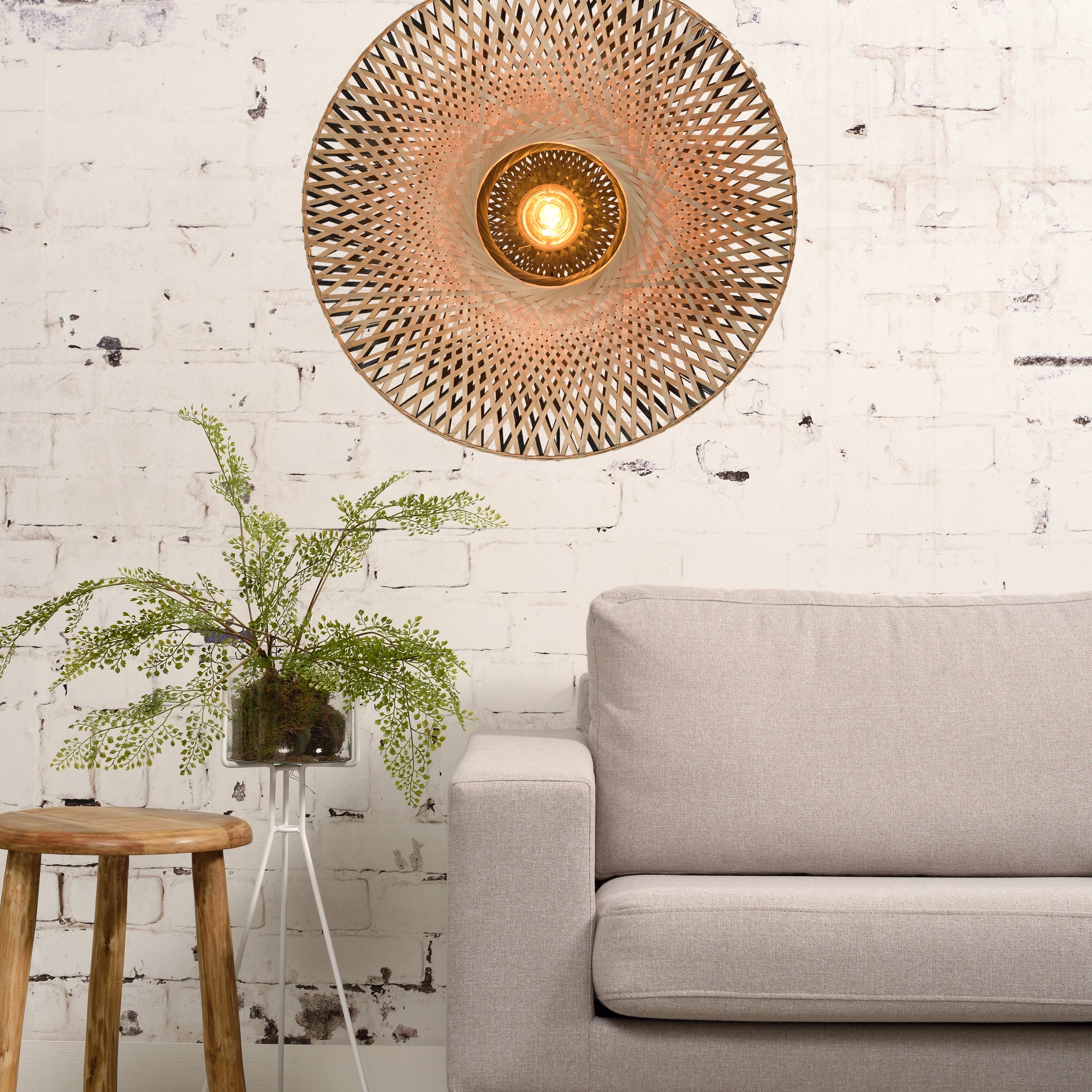GOOD&MOJO Kalimantan Wandlamp Rond - Ã87cm - Naturel