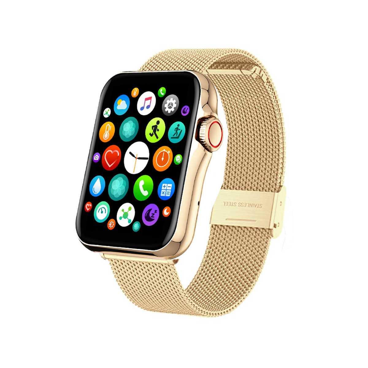 Montre SMARTY 2.0 new standing mixte connecté métal bracelet acier doré