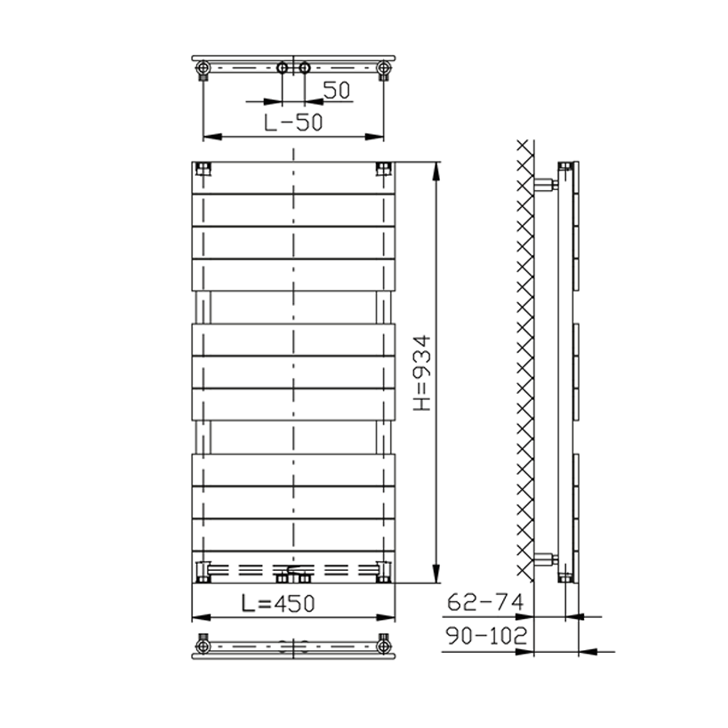 Sapho Bondi radiator antraciet 45x93cm 425W
