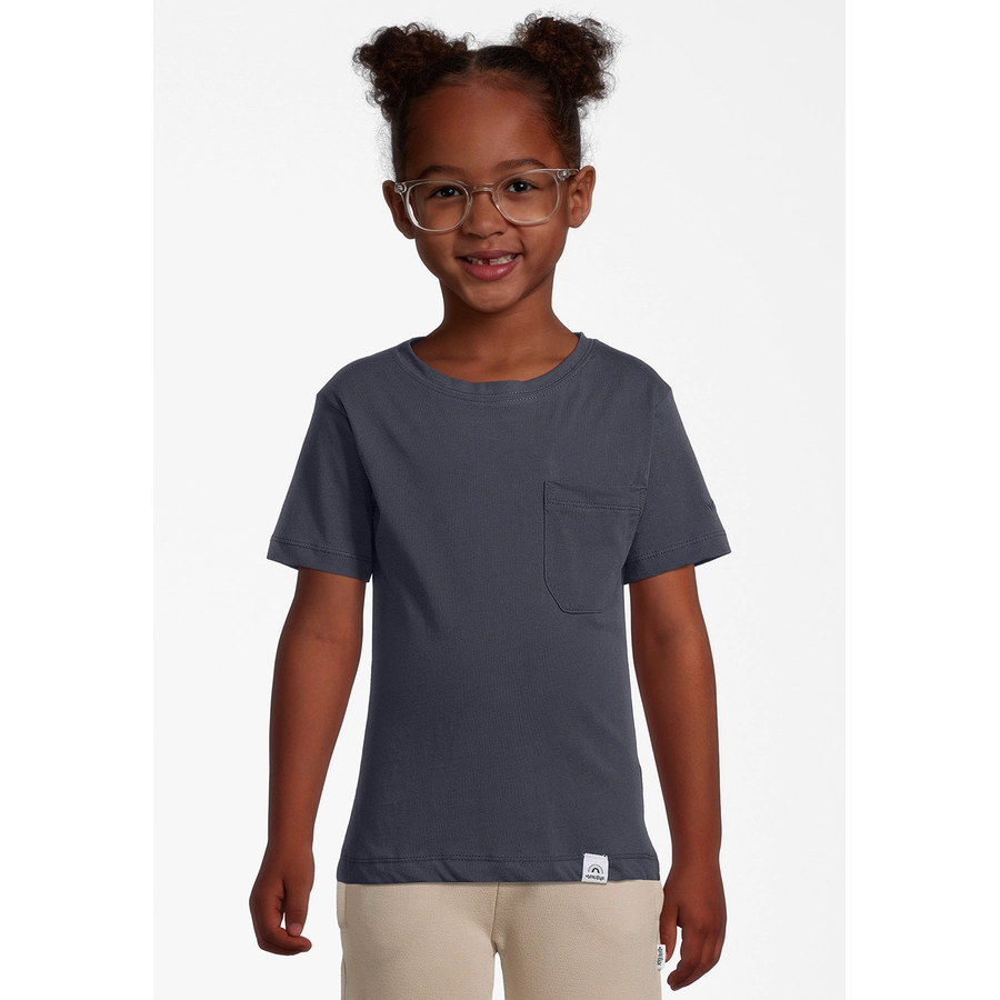 New Life T-Shirt TEE - CREW NECK PATCH POCKET Blau