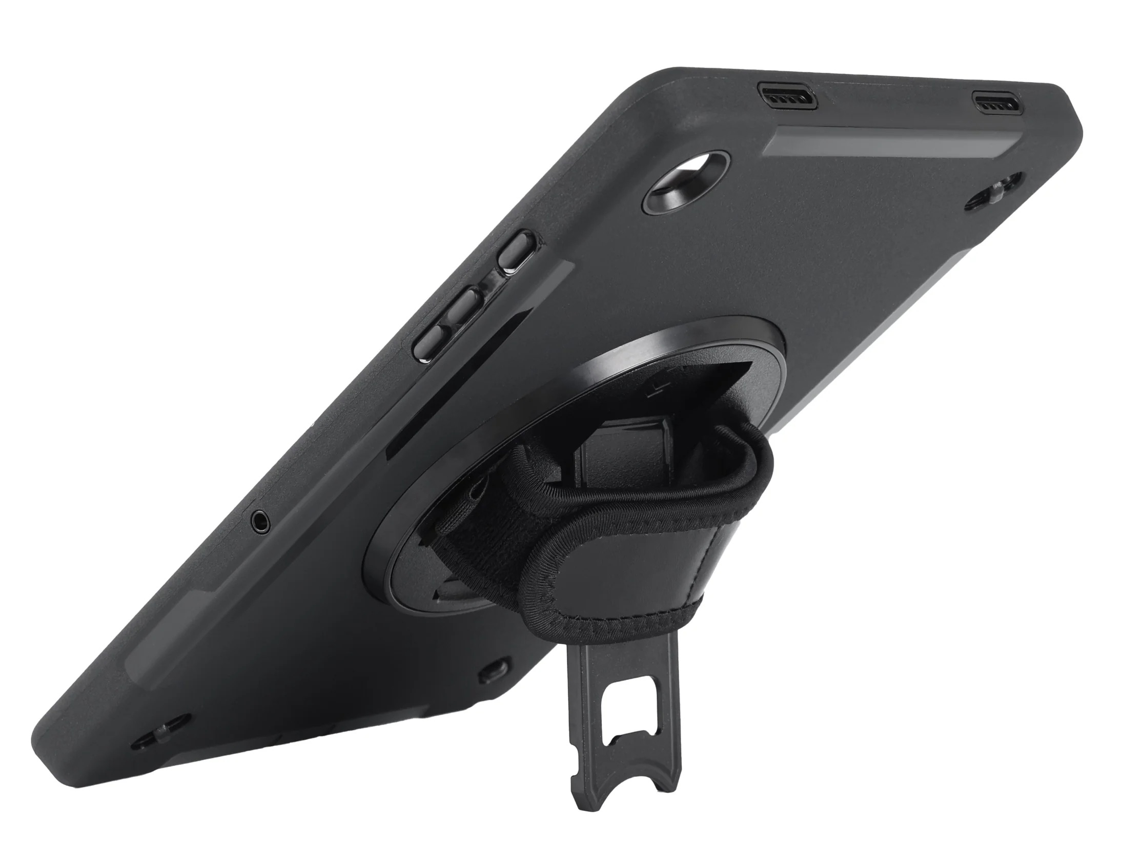 Samsung Galaxy Tab A9  Plus RuggedCase Outdoor Gummi Case Hülle Handschlaufe   Schultergurt (30005) - Schwarz