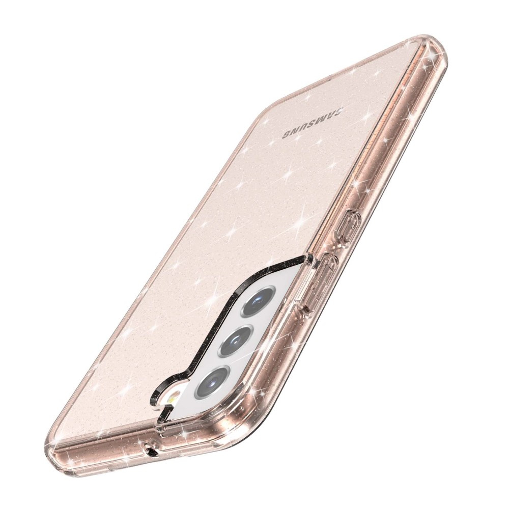 Samsung Galaxy S22 5G Hybrid Hardcase Schutzhülle im Glitzer Design - Roségold / Transparent