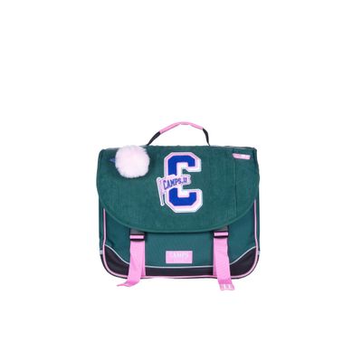 Cartable Camps Corduroy 38 cm - 2 compartiments - velours vert - Kid'Abord