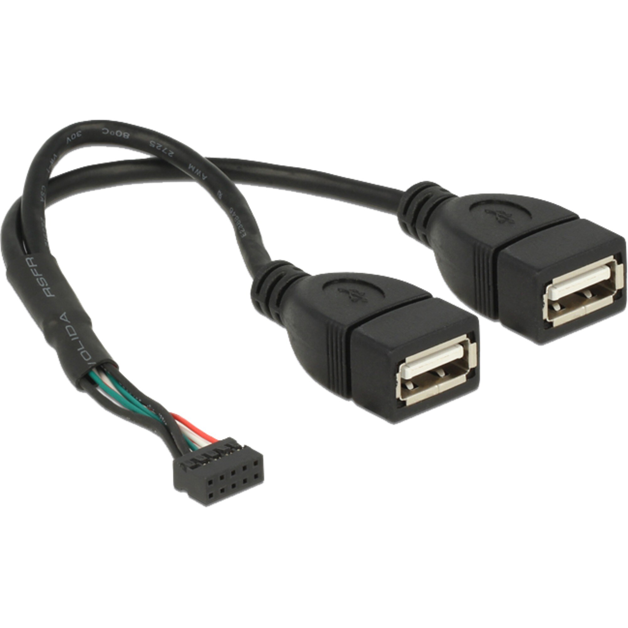 DeLOCK Y-Kabel USB 2.0 Y-Kabel, 10 Pin Header > 2x USB-A Buchse