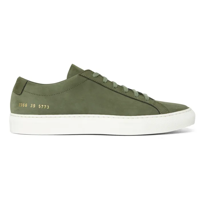 Common Projects Baskets Achilles Low Nubuck - Collection Homme | Vert kaki