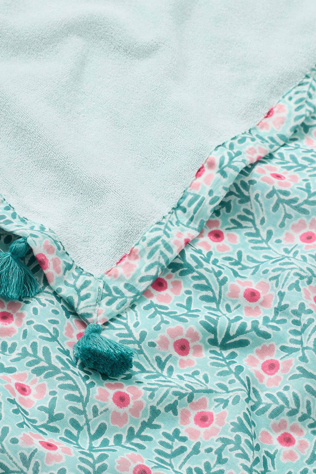 Toalha de praia floral e encaracolada - Turquesa