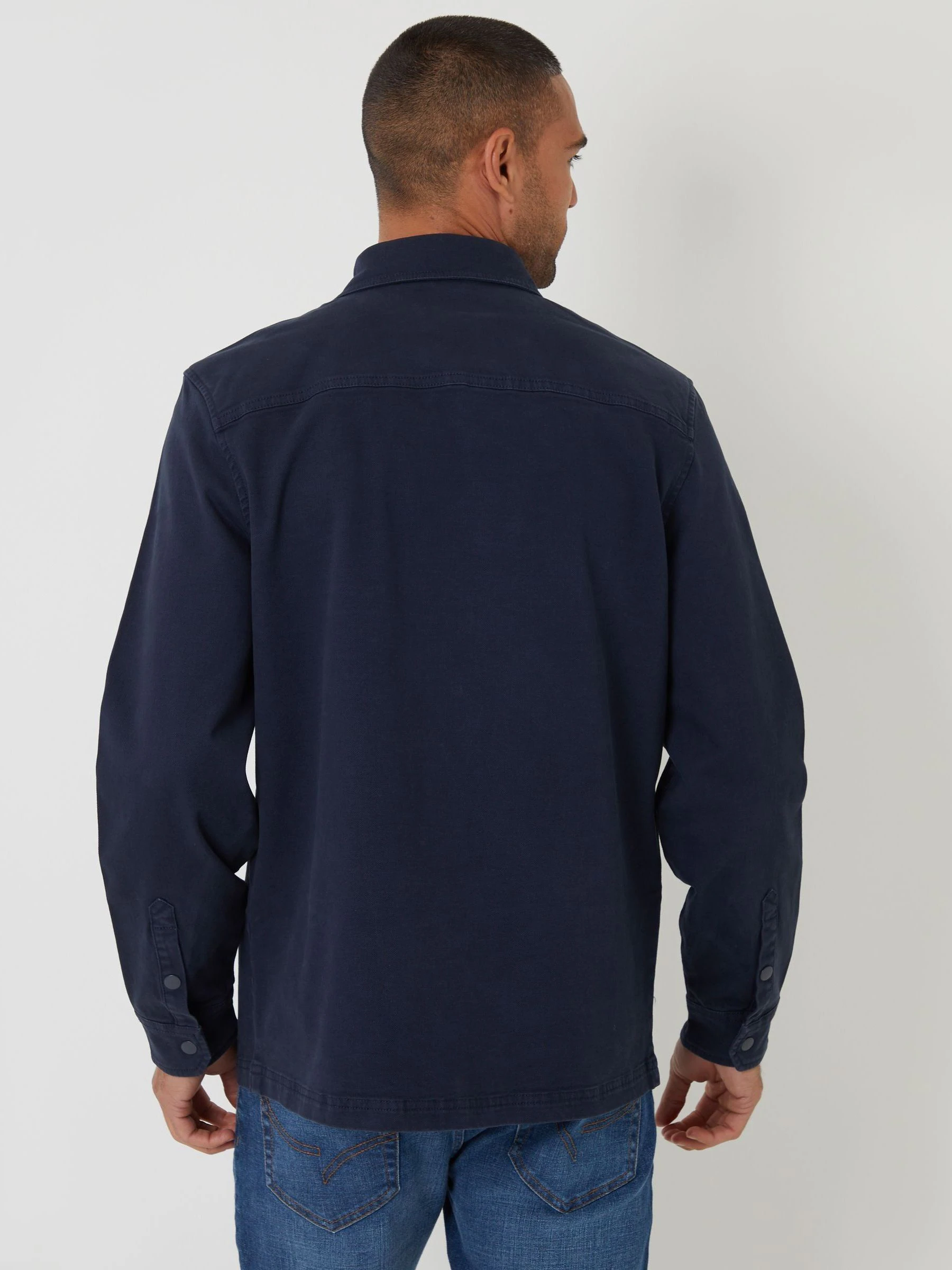 Marineblauw - Threadbare Snap Fastening Shacket