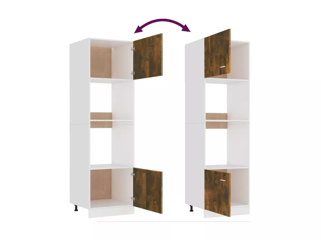 Armoire à micro-ondes Chêne fumé 60x57x207 cm Bois d'ingénierie