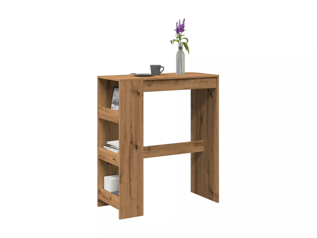 Table de bar avec étagères chêne artisanal bois d'ingénierie