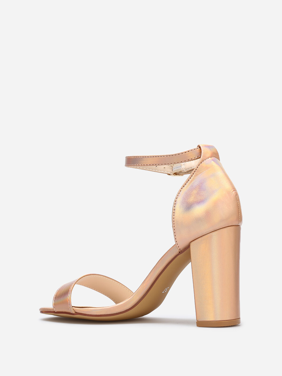 Sandales en simili à effet irisé- Doré rose