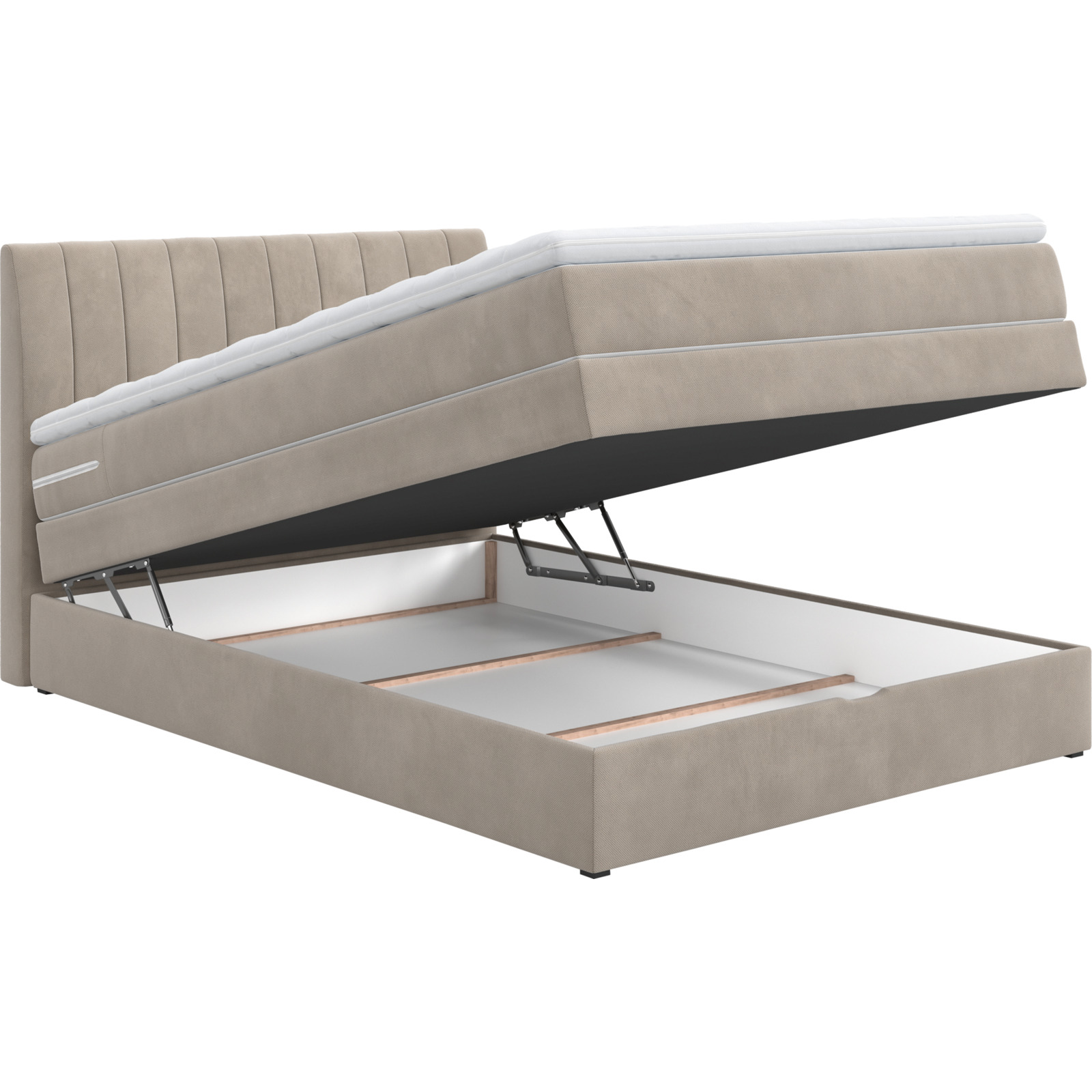 Boxspringbett Shark Stoff sand 140 x 200