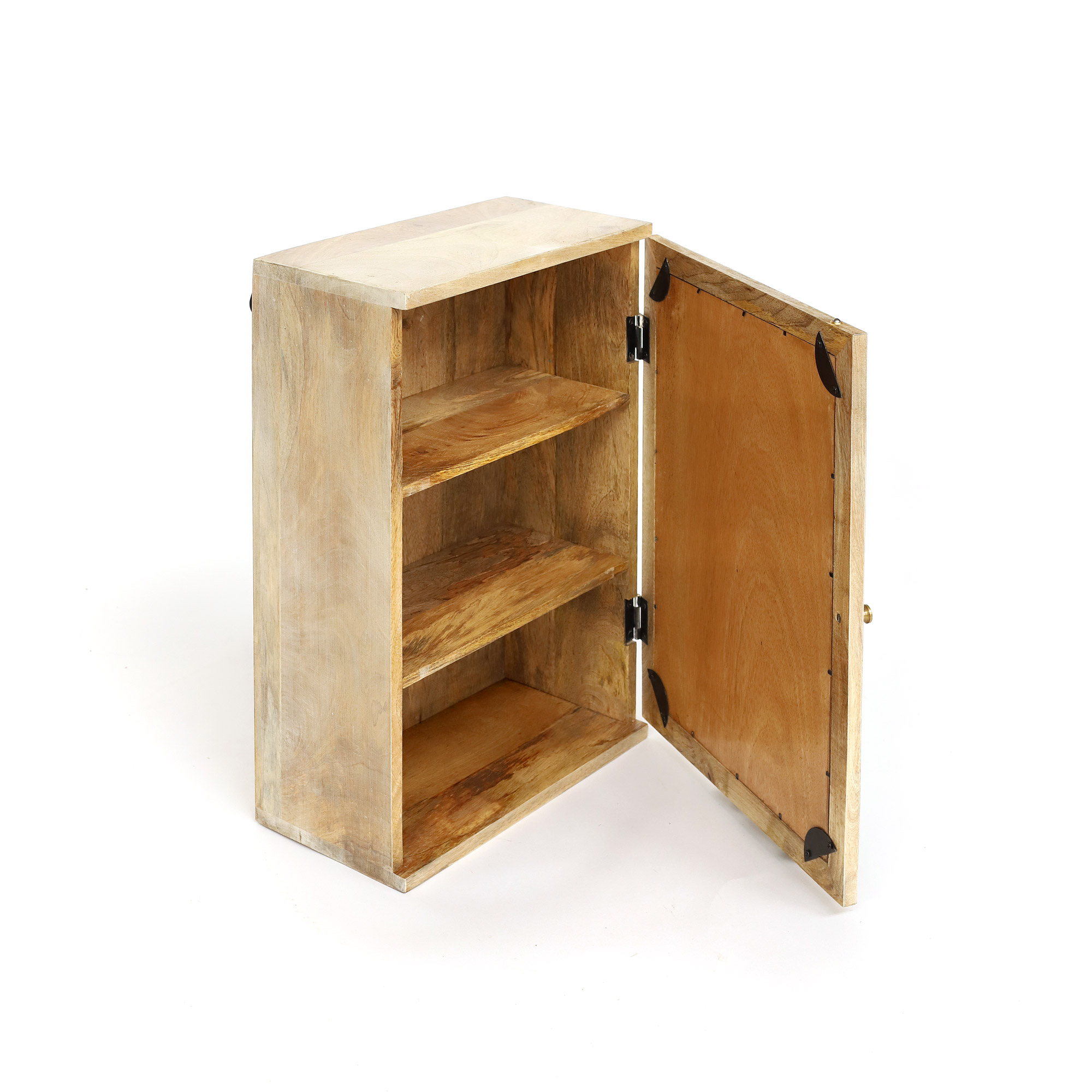 Hängeschrank mit Spiegel, natur, weiß, H 58 cm, B 40 cm, L 20 cm von fischer's lagerhaus