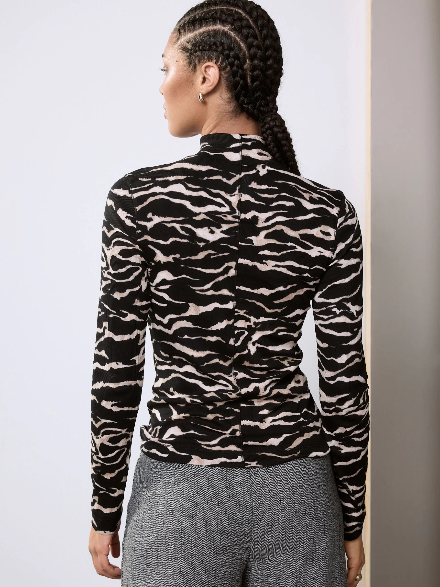 Zebra - Geribbeld hoogsluitend T-shirt met lange mouwen