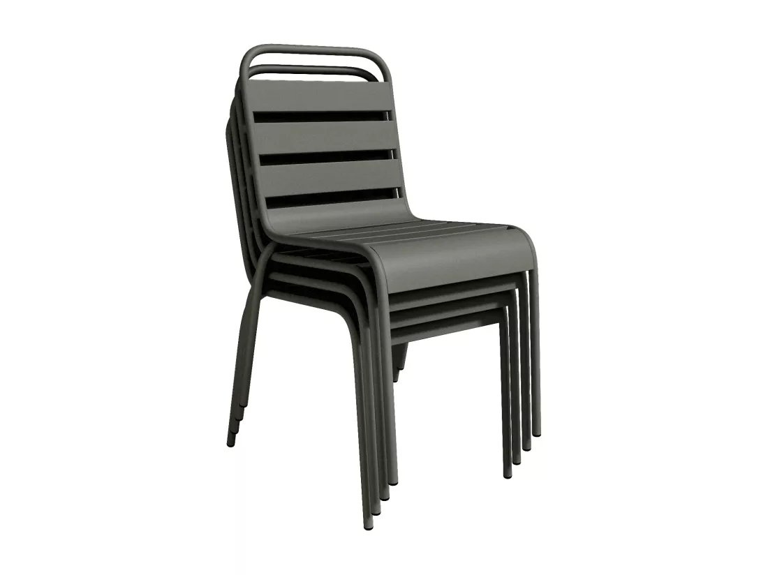 Lot de 2 chaises de jardin empilables en métal - Gris anthracite - MIRMANDE de MYLIA