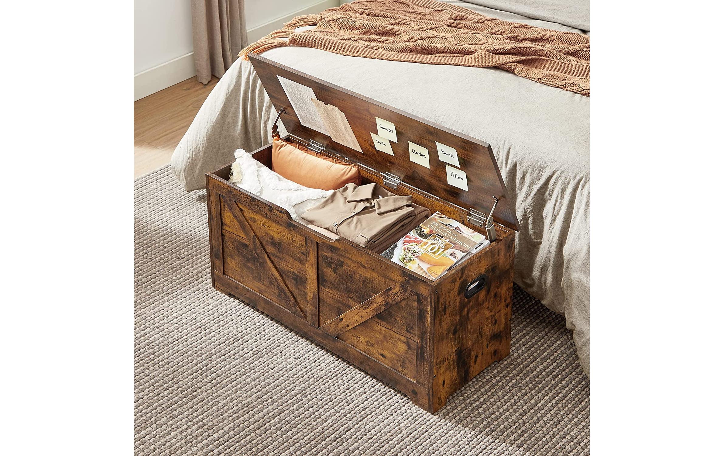 Sitztruhe 100 x 40 x 46 cm, VintagebraunSitzbank mit Stauraum