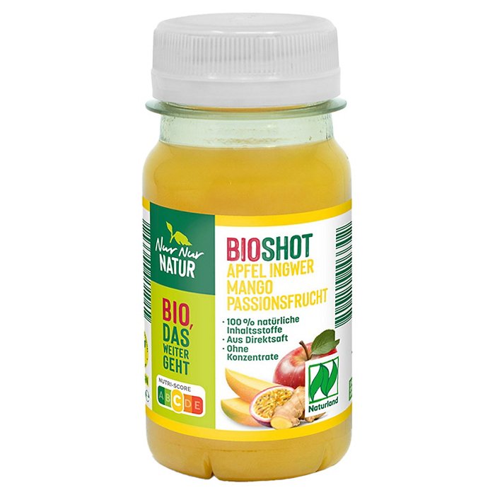 NUR NUR NATUR Bio-Shot 95 ml, Ingwer-Mango-Passionsfrucht