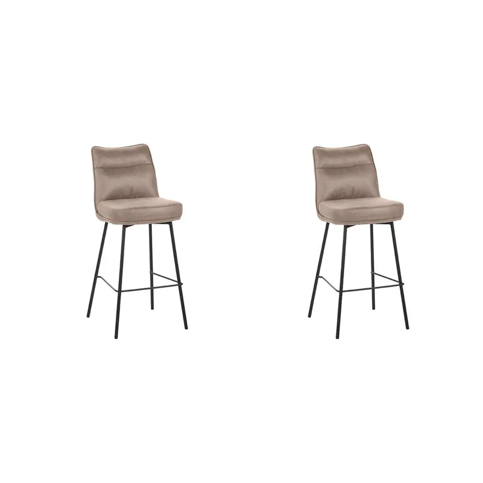 LABEL51 Barkruk Lennon - Taupe - Micro Suede - set van 2