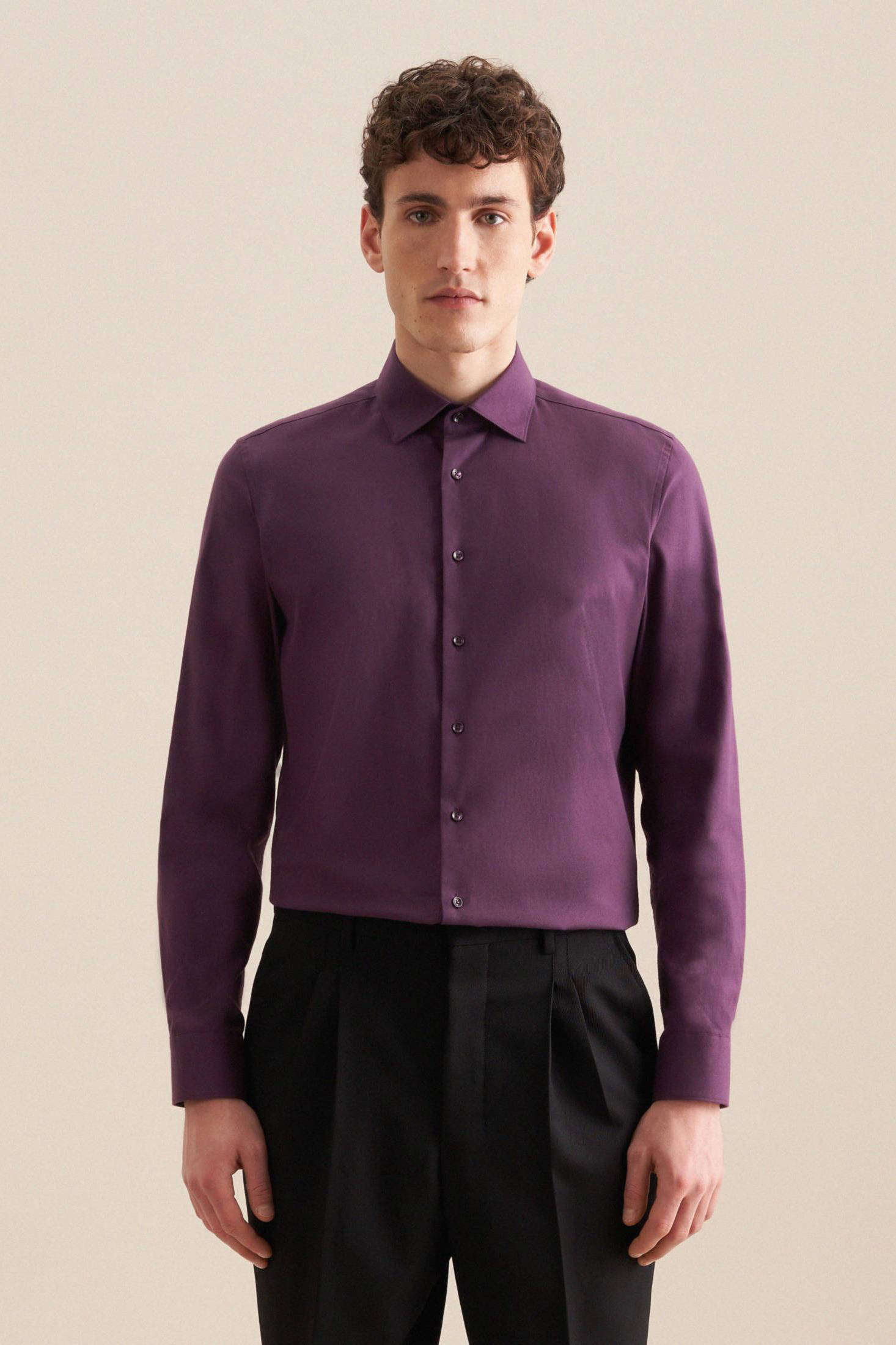 Seidensticker shaped fit flanellen overhemd bordeaux