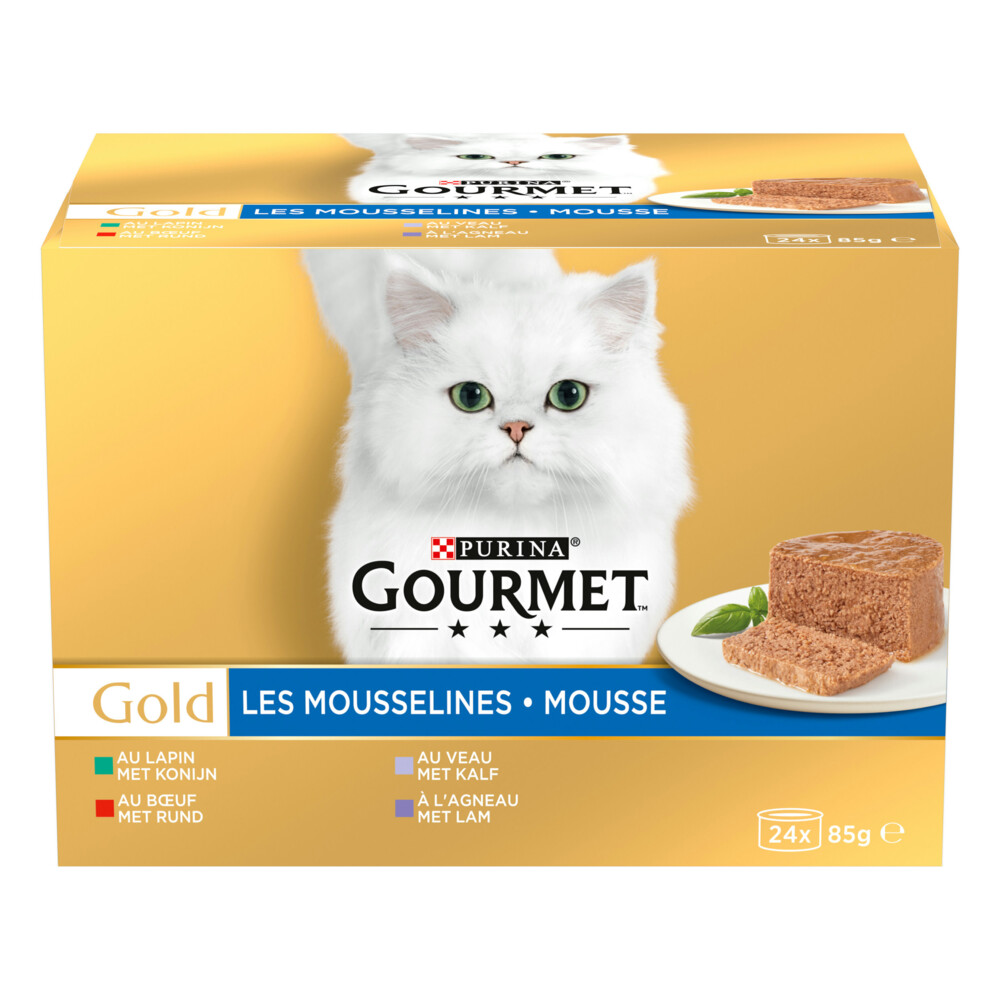 Gourmet Gold Mousse Rund - Konijn - Kalfsvlees - Lam24 x 85 gr