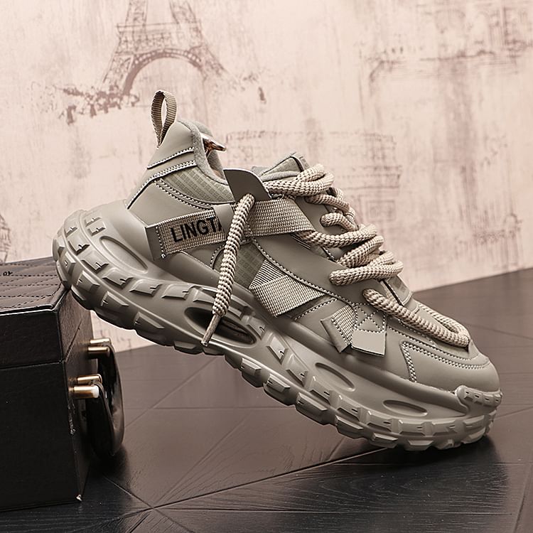 Mr Ozera - Platform Plain Lace-Up Sneakers