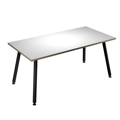 Table haute - 120 x 80 x 105 cm - Pieds métal noirs - Blanc chants chêne