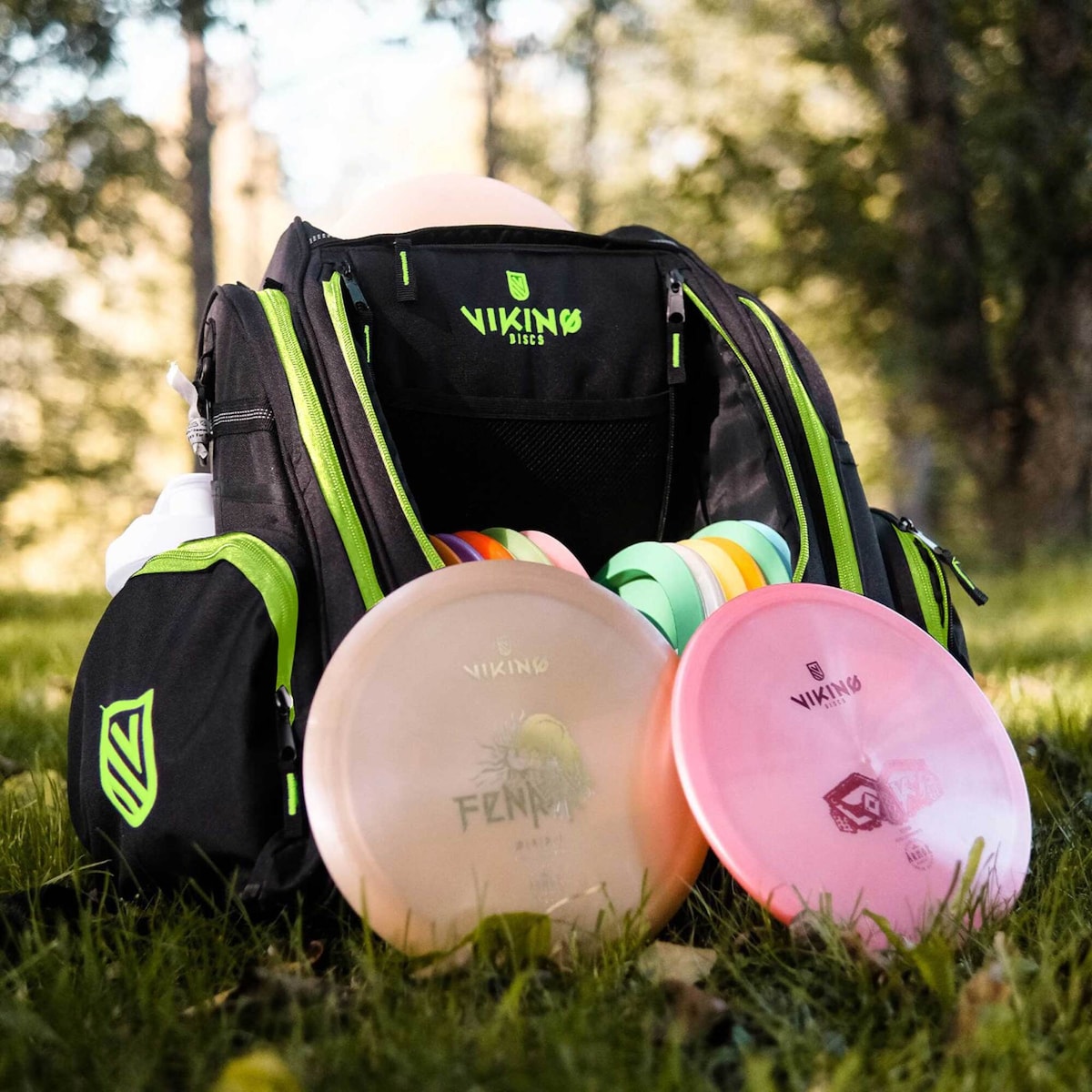 Viking Discs Rucksack Pro Svart/Lime Disc Golf Sekk