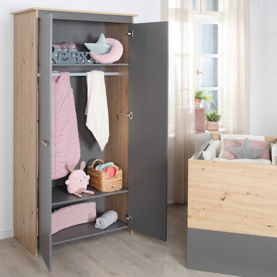 Anna Armoire 2 portes   Anthracite        de               Roba