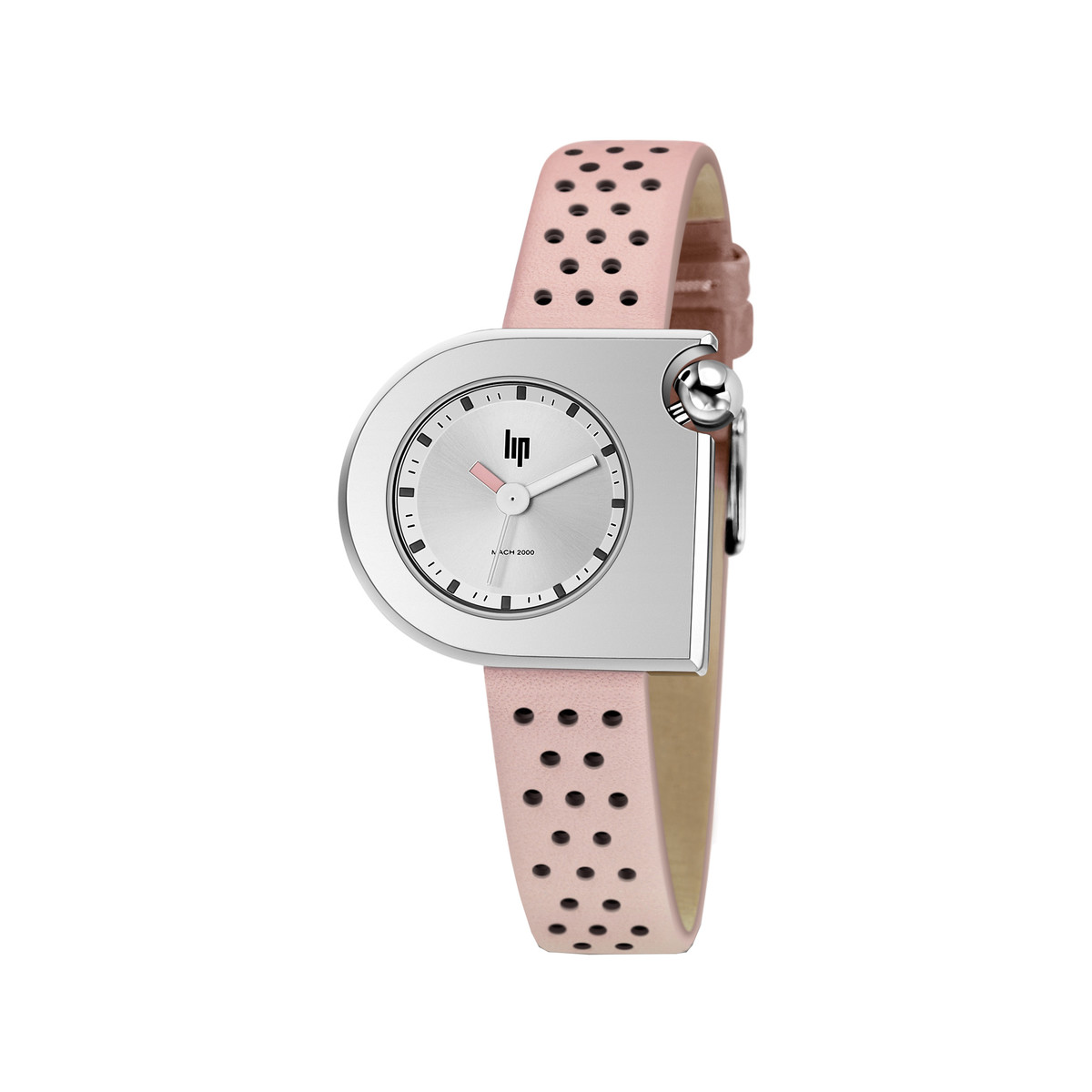 Montre Lip femme acier cuir rose