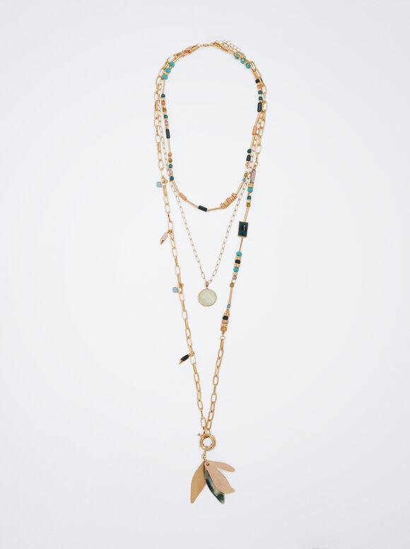 Colar multicolorido com resina - Multicolorido
