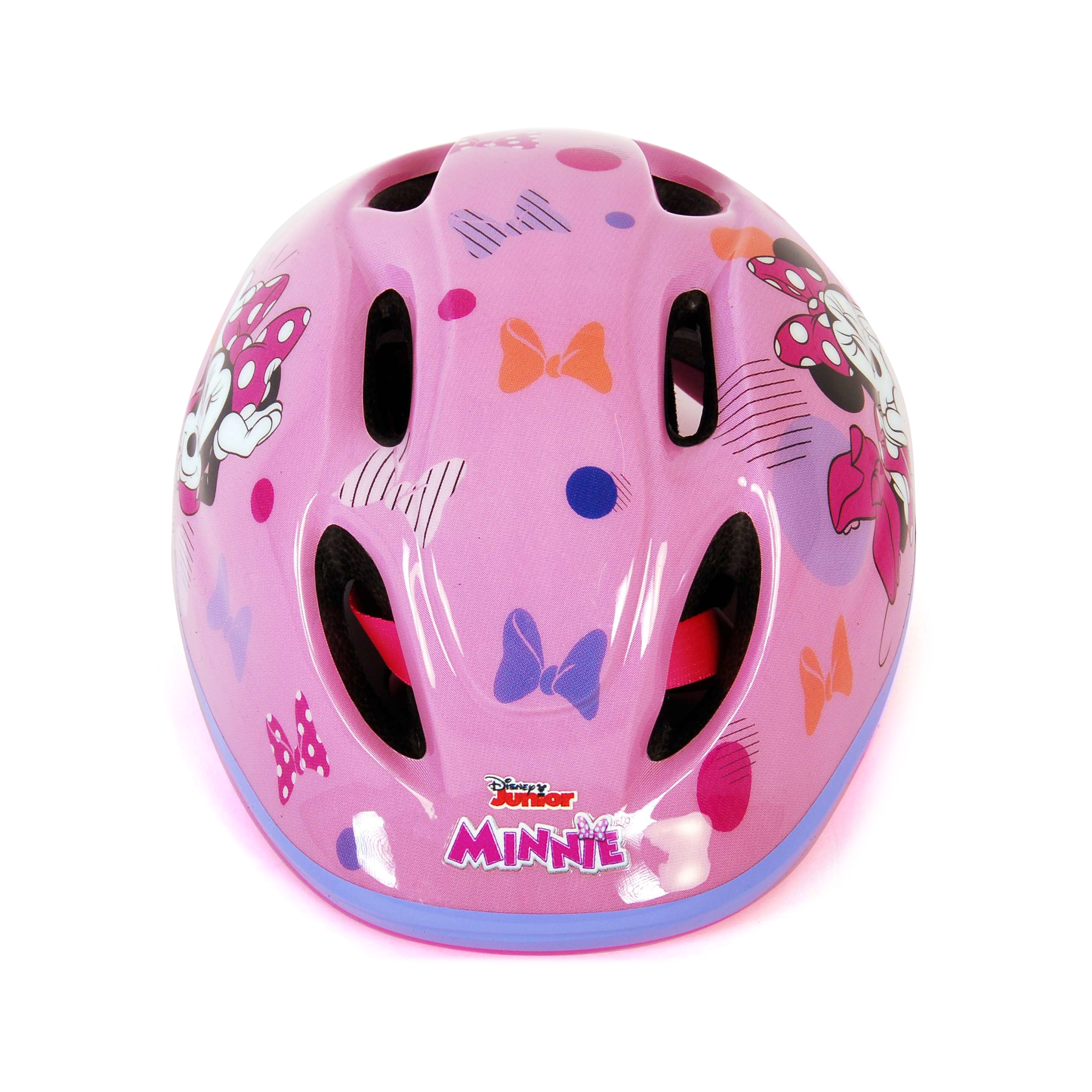 Capacete infantil da Minnie Mouse com medidas de 52 a 56 cm.