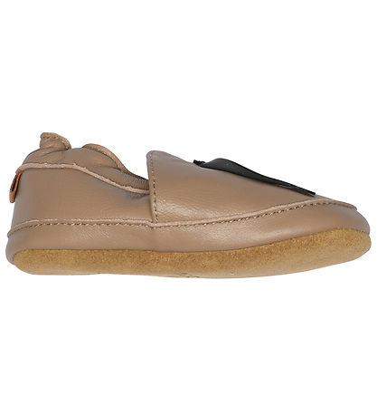 Melton Leder-Krabbelschuhe - Desert Taupe m. Kaninchen