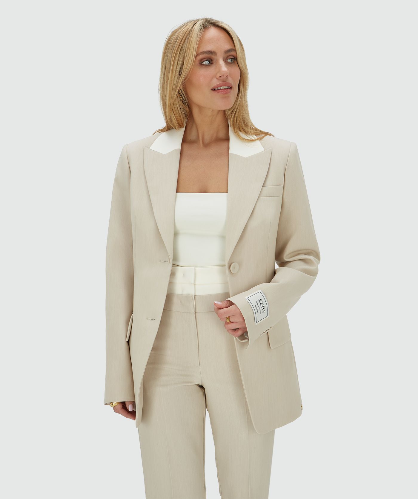 JV-NILA fitted blazer - ecru melange