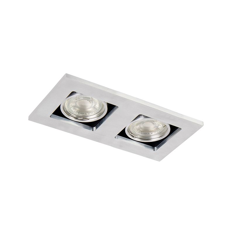 Set van 6 Inbouwspot aluminium rechthoekig 2-lichts - Qure