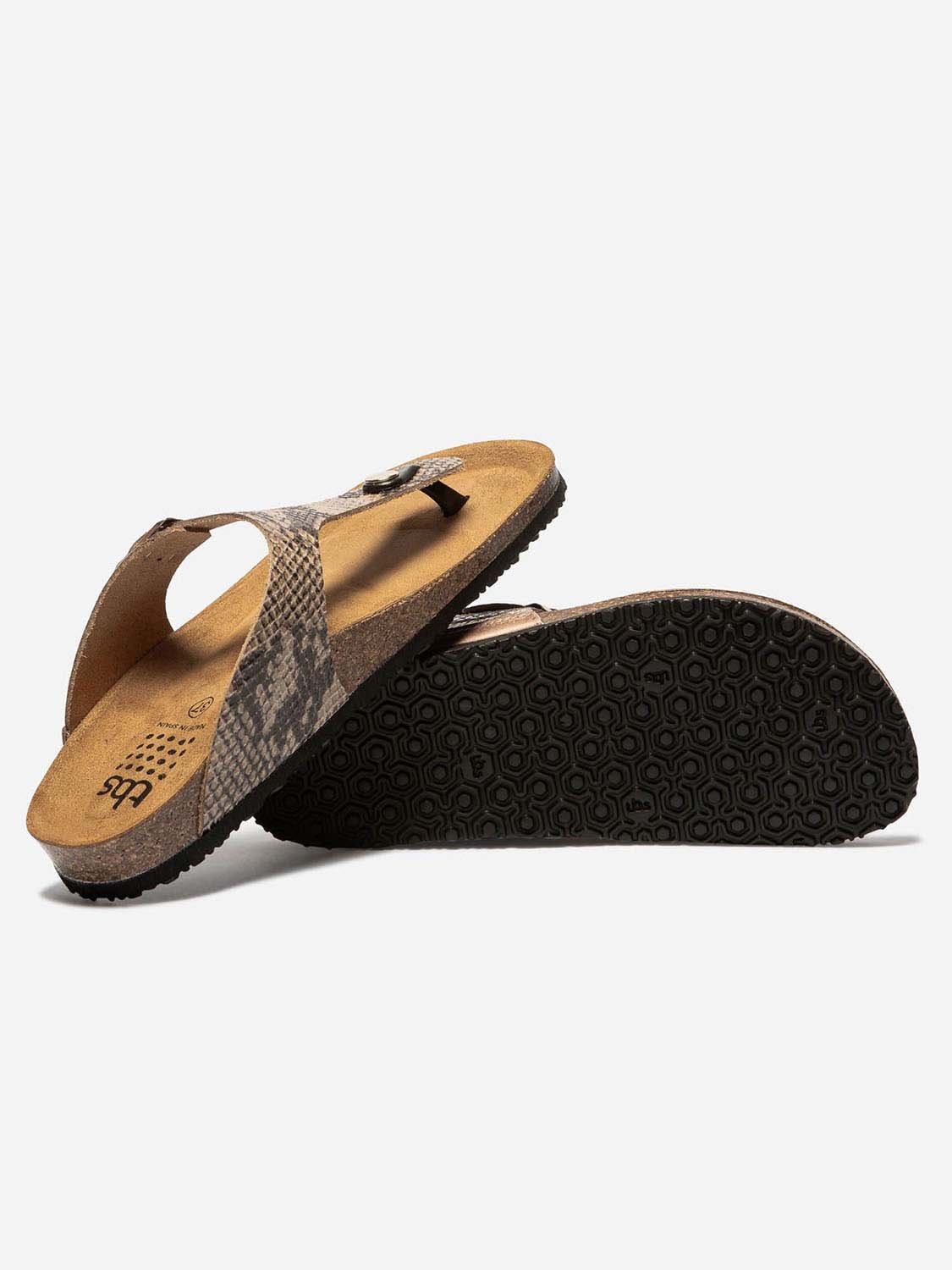Tongs Femme Confort Cuir Kaki