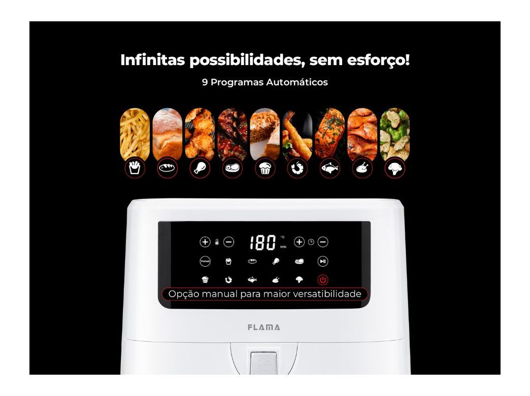 FRITADEIRA SEM ÓLEO AIRFRYER FLAMA 691FL BRANCO 7.5L DIGITAL