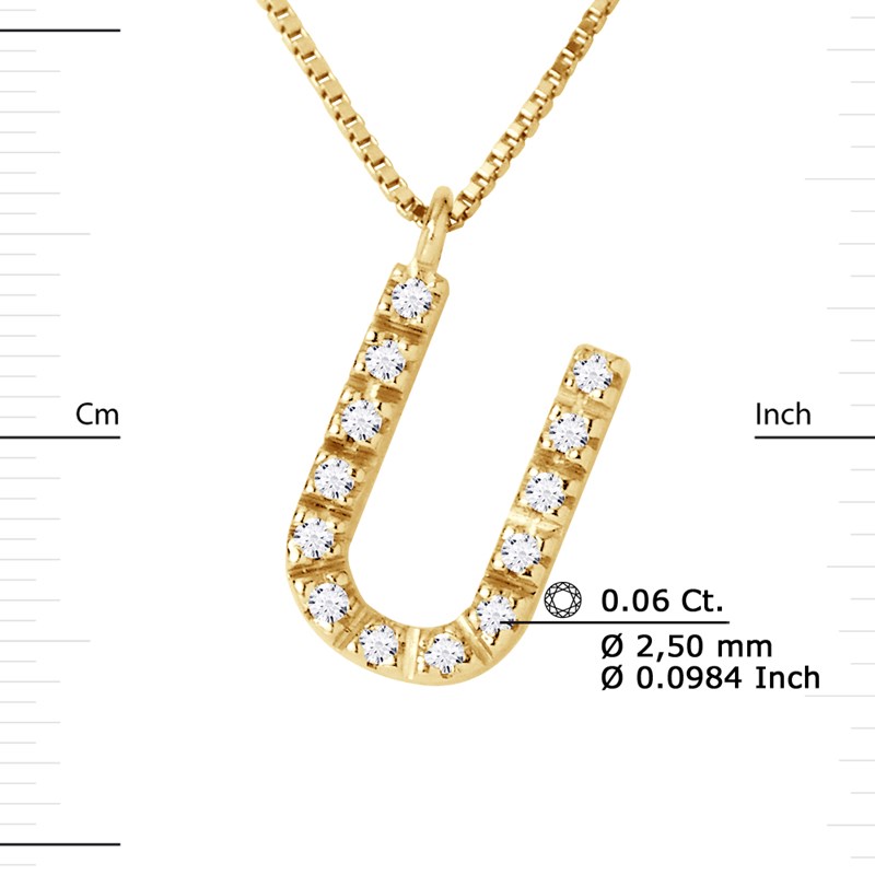 Collier ALPHABET Diamants 0,06 Cts  LETTRE 