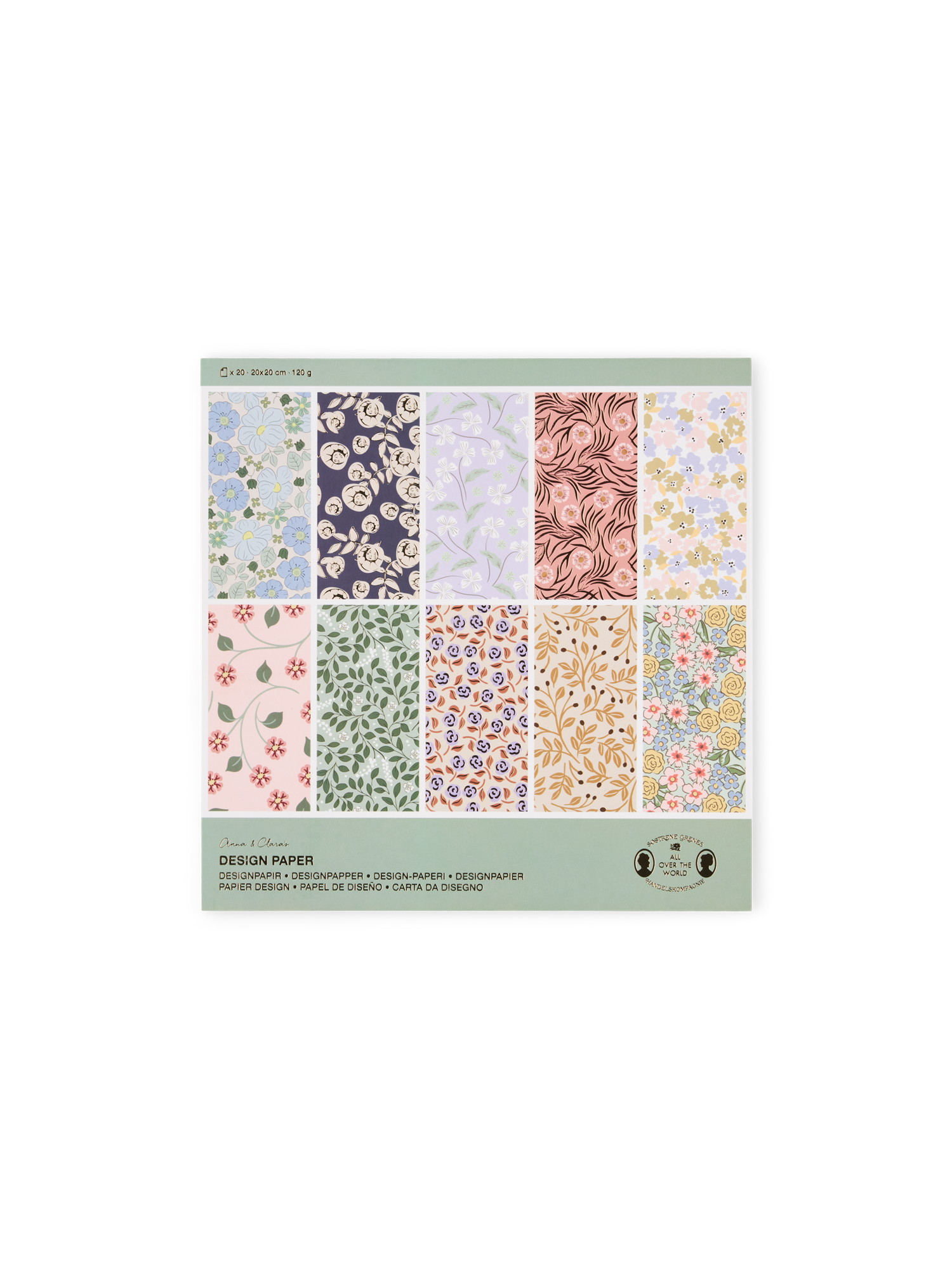 Designpapir 20 x 20 cm | Papir. 20 x 20 cm. 120 gsm. 20 ark. | Dusty Green