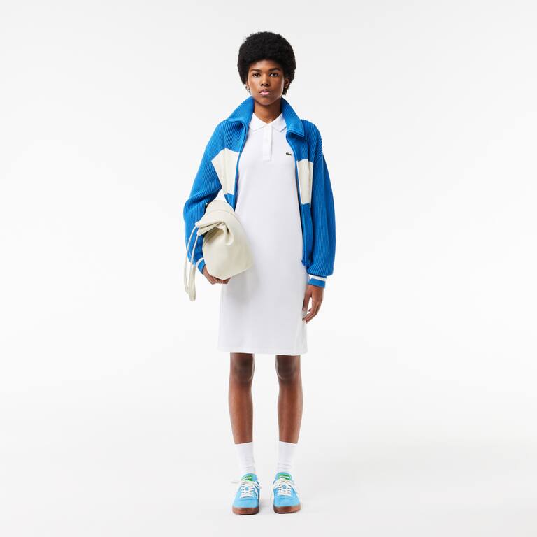 Robe polo femme Lacoste en petit piqué souple Robes & Jupes - Blanc - Lacoste - Femme