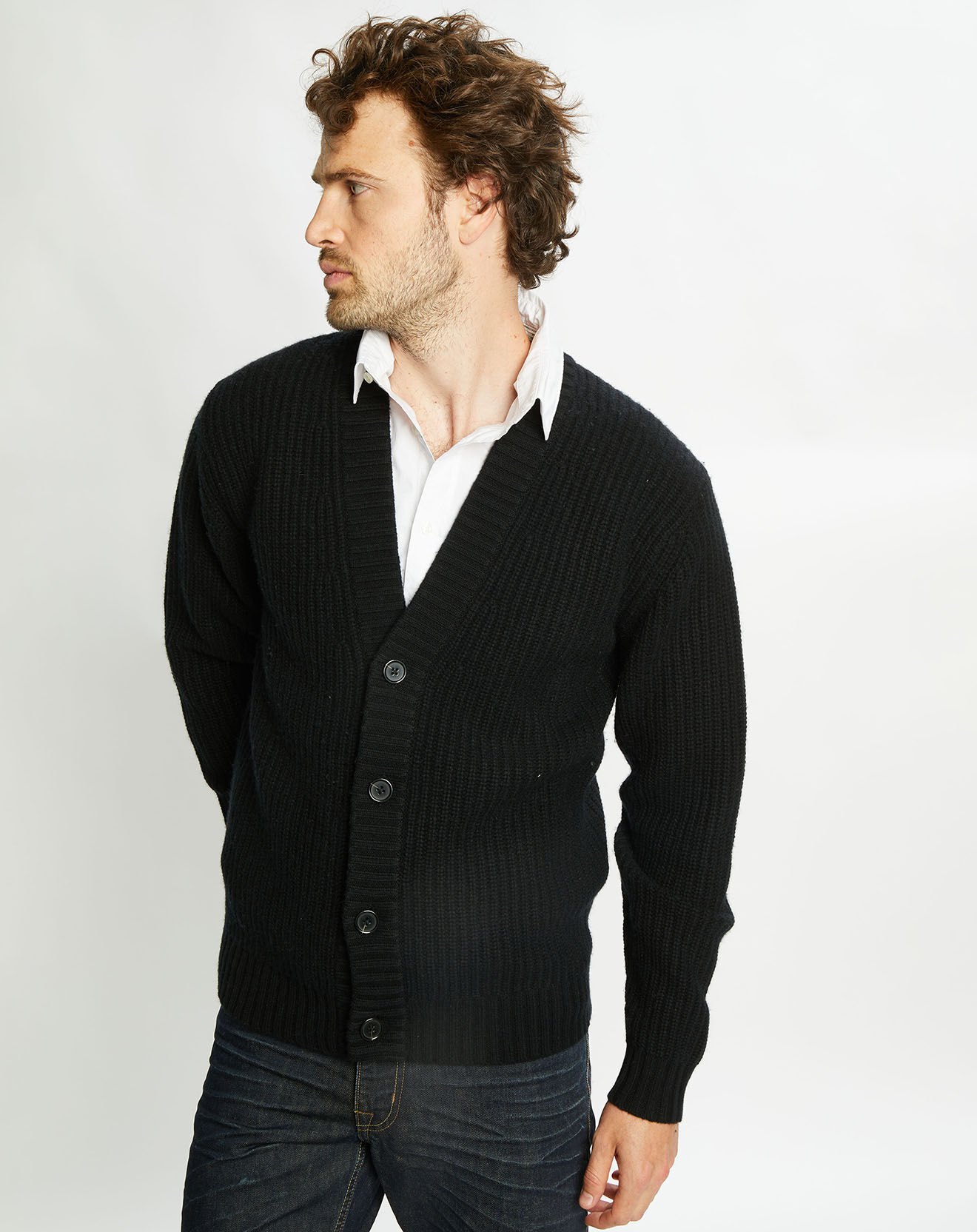 Galeries Lafayette Cardigan en Laine & Cachemire Potecard Gulet Boxy noir