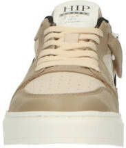 Hip leren sneakers taupe Bruin Jongens Leer Meerkleurig 33