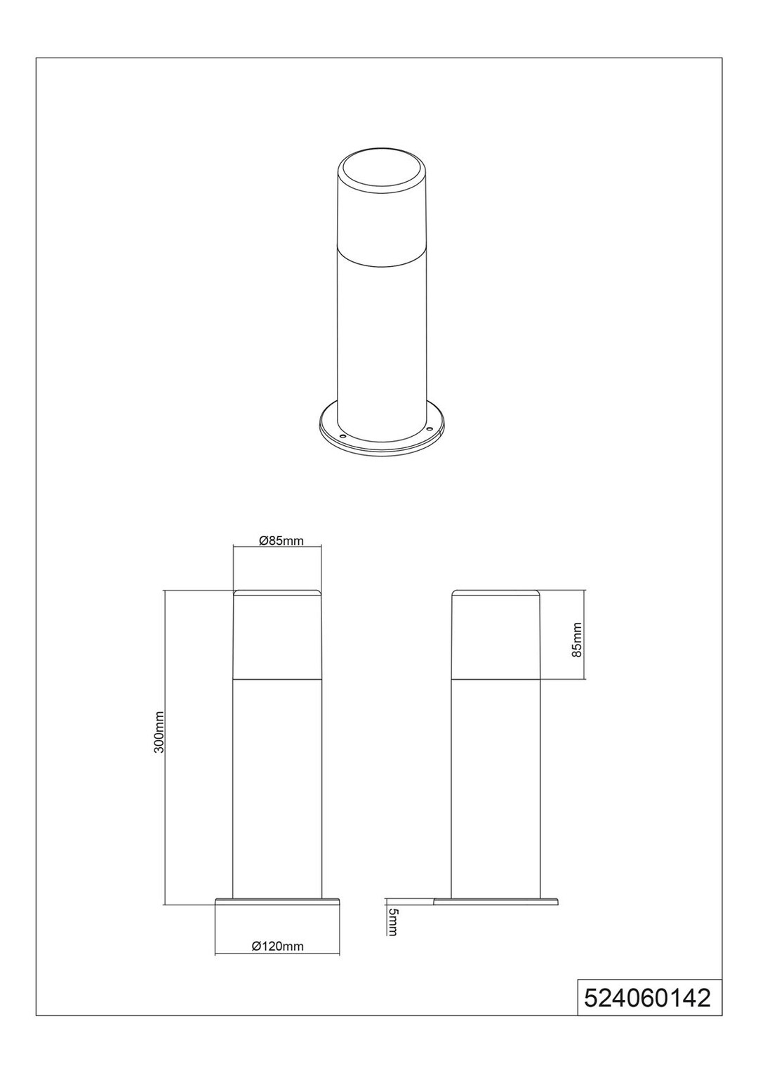 Hoosic Pfosten grau 524060142, D/H: 12/30 cm