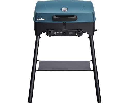 Enders Explorer Next Pro tafelgrill, 47 x 58 x 80 cm, 2 branders, 50 mbar, blauw, inclusief uitneembare vetopvangbak