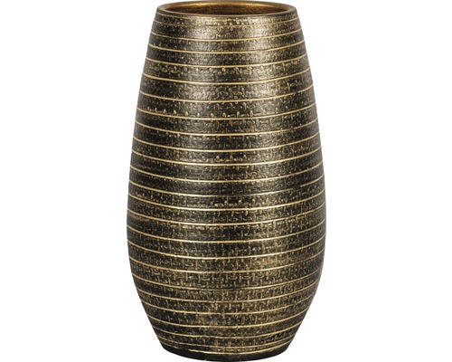 Plantenvaas (binnen) Passion for Pottery Solano klei Ø 22 cm H 40 cm zwart/goud