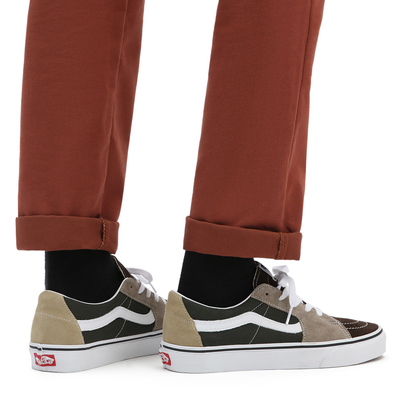 Vans Sneakers en Velours de Cuir & Textile SK8-Low color block beige/marron
