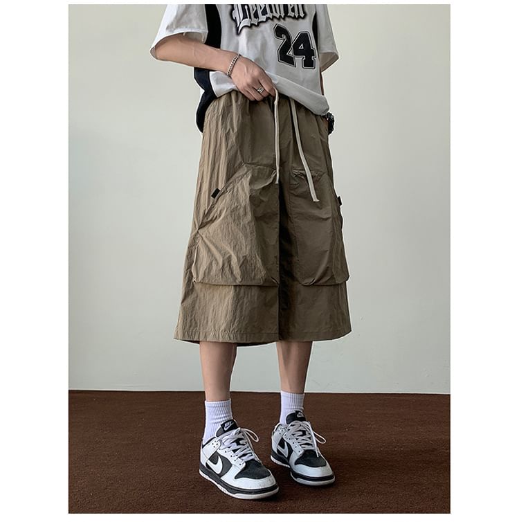 farrahces - Effen cargoshorts met trekkoordtaille