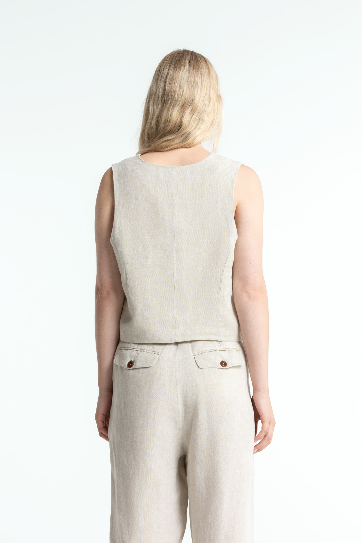 Kings Of Indigo Weste Lucia Undyed Linen