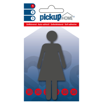 Pickup 3D Home zelfklevend Picto grijs vrouw