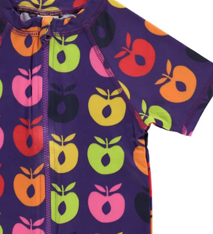 Småfolk Schwimmanzüg - UV50+ - Purple Heart m. Retro Äpfel